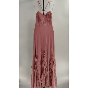Lulu's Mauve Pink Ruffled Spaghetti Strap Maxi Dress